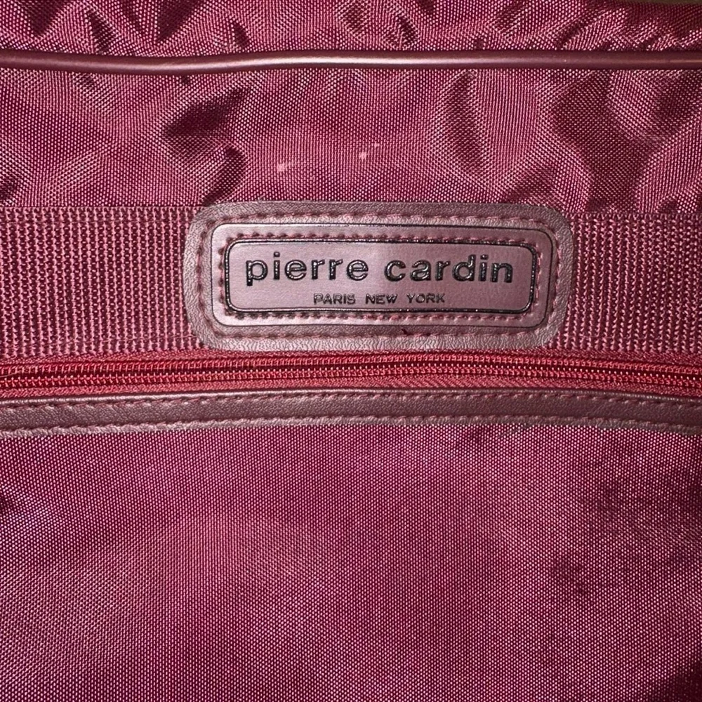 Pierre Cardin Men's Maroon Nylon Messenger Bag with Leather Trim